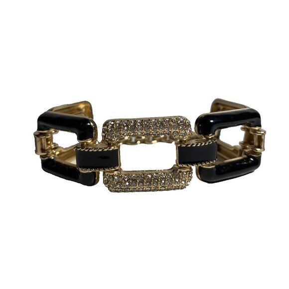 Black and Gold Bracelet - Fake Diamonds - Brand New - Elegant Costume Jewelry - Picture 1 of 5